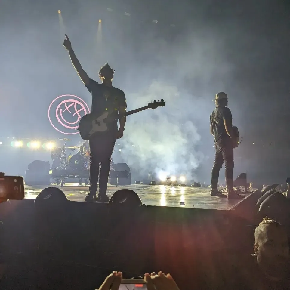 blink-182 on stage, shot from the pit